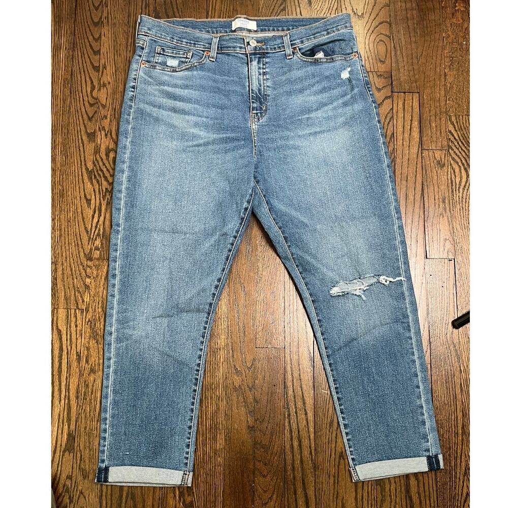 Levi's Light Blue Straight Leg Jeans with Knee Distress